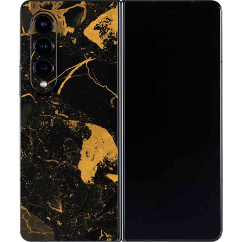 Black and Gold Scattered Marble Galaxy Z Fold4 5G Skin